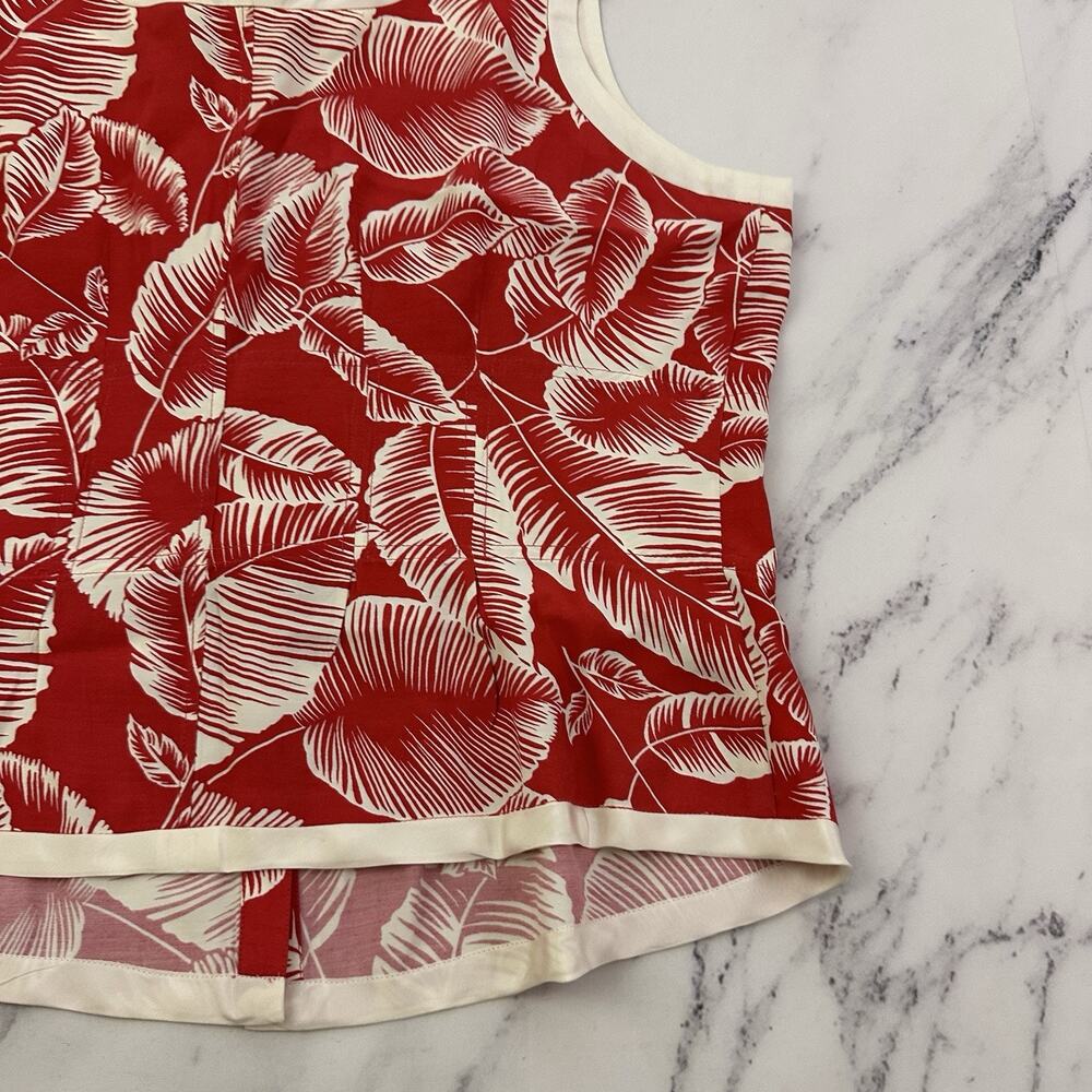 Nine West Vintage Y2k Tropical Floral Top Size 14 Red White Tropical Sleeveless - Picture 8 of 9